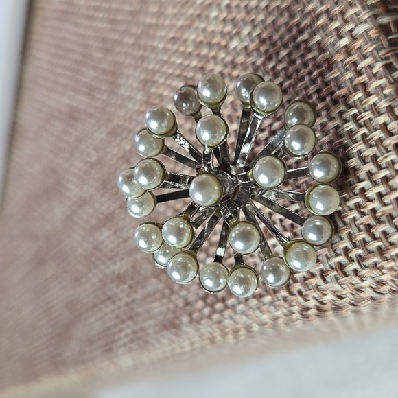 Elegant Silver tone fuax Pearl stud Earrings - Picture 6 of 12